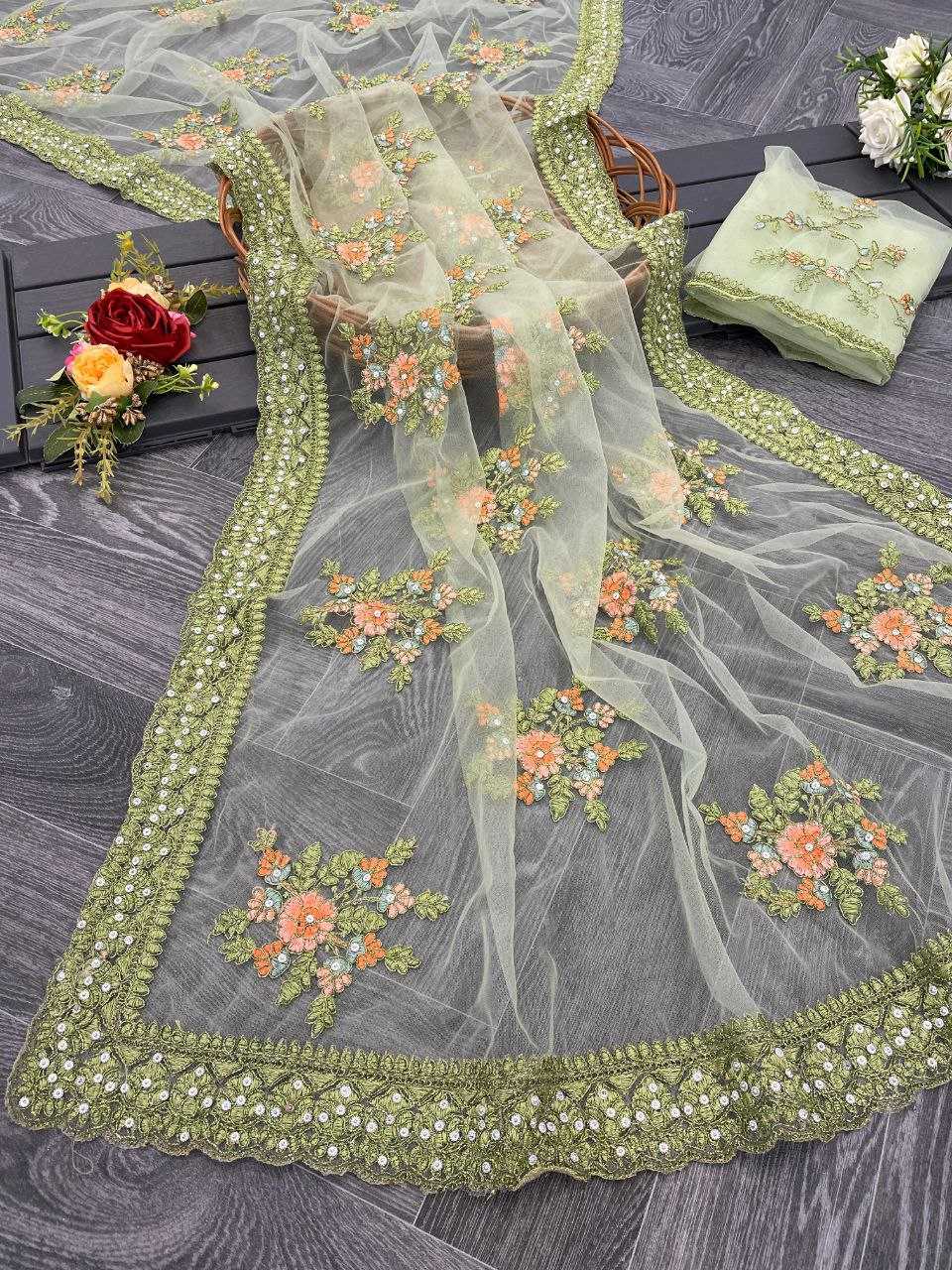 YNF PREMIUM NET ACS 935 SAREES WHOLESALE FANCY NET SEQUIN SAREES MANUFACTURER           